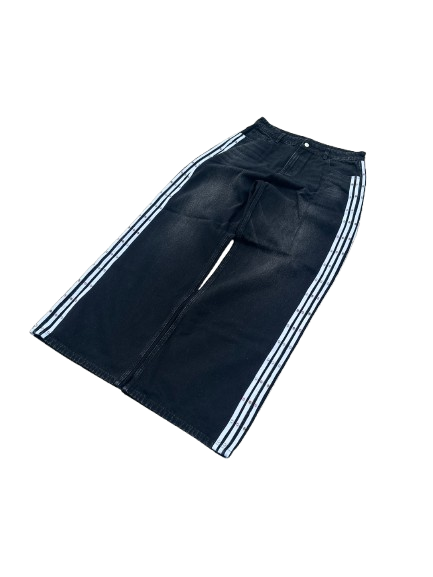 Black Infinity Striped Denim